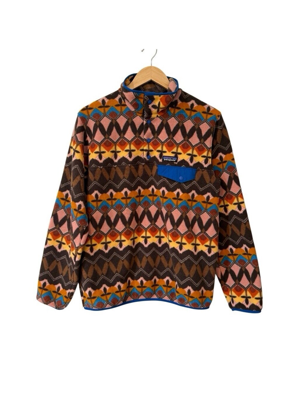 Patagonia 25455 Synchilla M Snap-T Fleece Jacket Geometric Aztec Anthos Pink